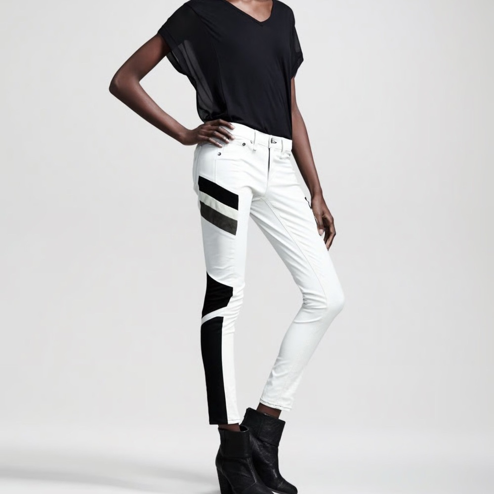 Rag & Bone Leather Accent Jeans 27